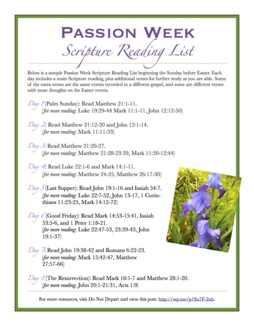 Easter Passion Week Scripture Reading List at Do Not Depart