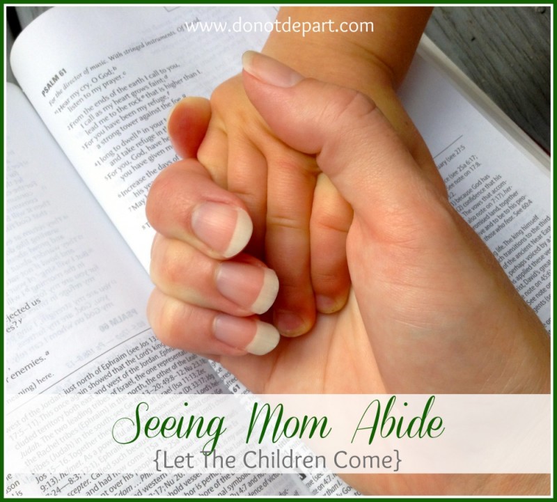 See Mom Abide {a Let The Children Come guest post on Do Not Depart}