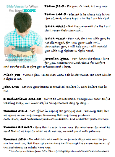 Bible Verses on Hope #printable DoNotDepart