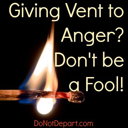 Giving Vent to Anger? Don't be a Fool! Read more about the sin of anger and the sweet remedy of God's grace at DoNotDepart.com