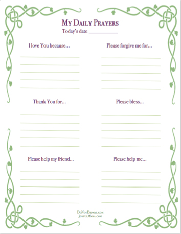 My Daily Prayers - A Printable Prayer Sheet for Kids - Do Not Depart