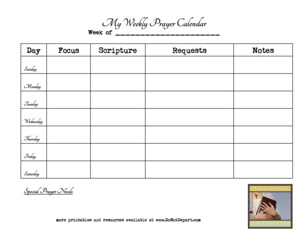 Bible Notebook: Prayer Calendars - Do Not Depart