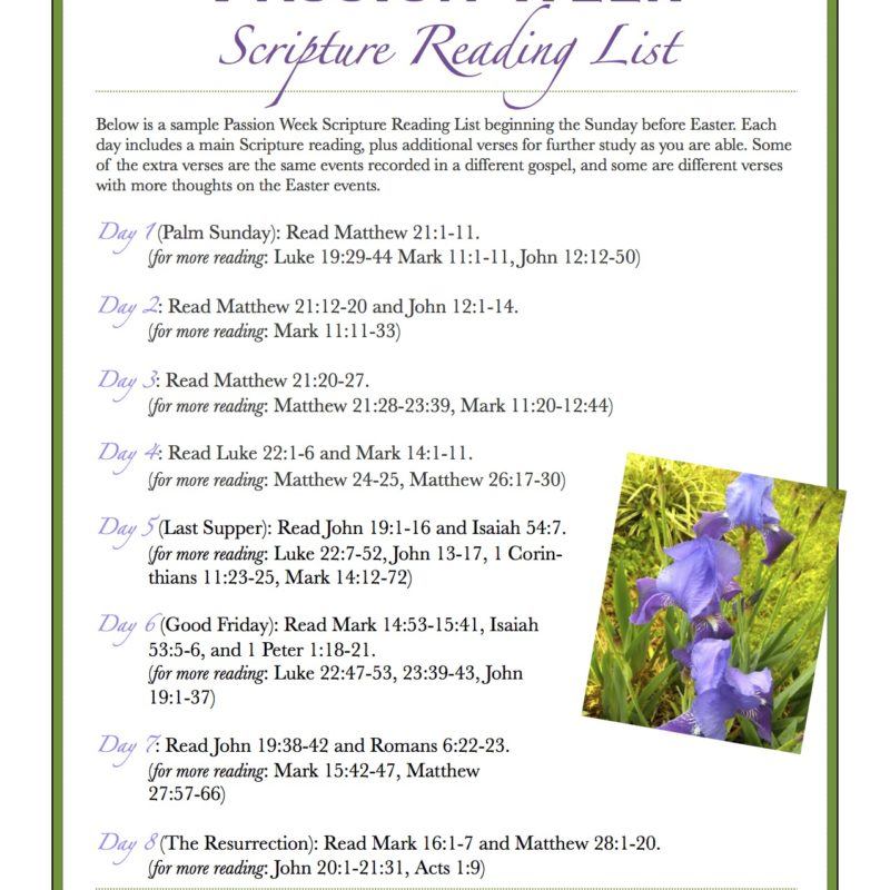 Passion Week Scripture Reading List