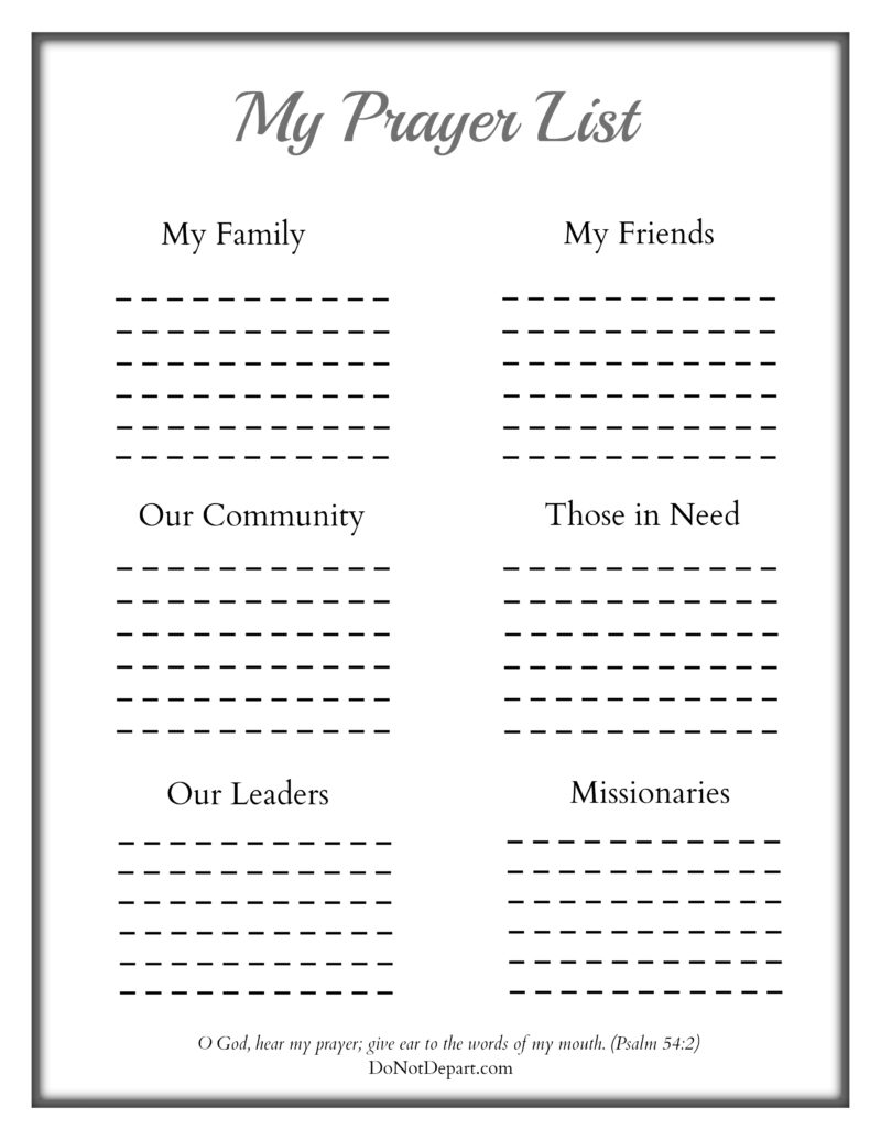 Print This Simple Prayer List Template To Help Your Children Keep Track 