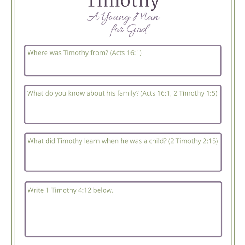 Timothy – A Young Man for God