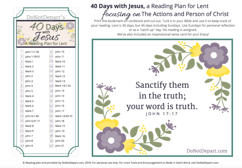 40 Days With Jesus A Reading Plan For Lent Do Not Depart