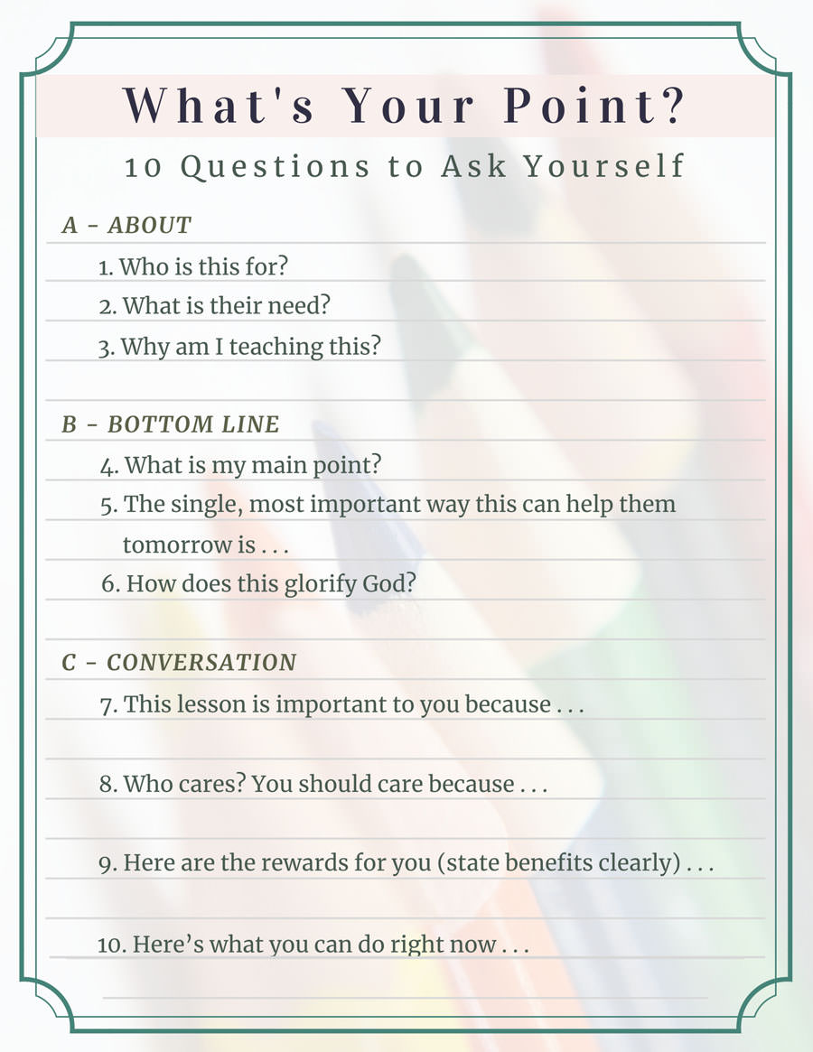 What's Your Point? 10 Questions to Ask Yourself - Do Not Depart
