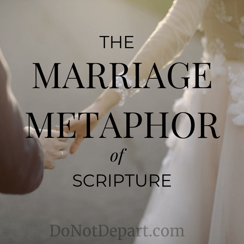 Read more about the Marriage Metaphor of Scripture. A month long series at DoNotDepart.com, a Christian Women's ministry.