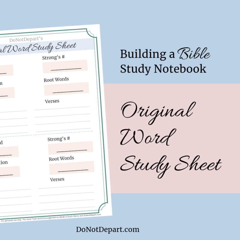 Bible Study Notebook: Original Language Word Study Sheet