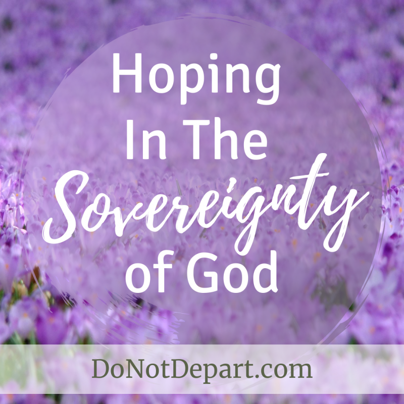 Hoping in the Sovereignty of God. Read more at DoNotDepart.com