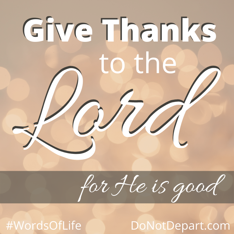 Give Thanks to the Lord, for He is Good!