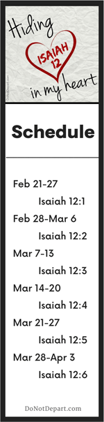 Isaiah 12_2021 Schedule