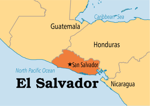 El Salvador Map closeup